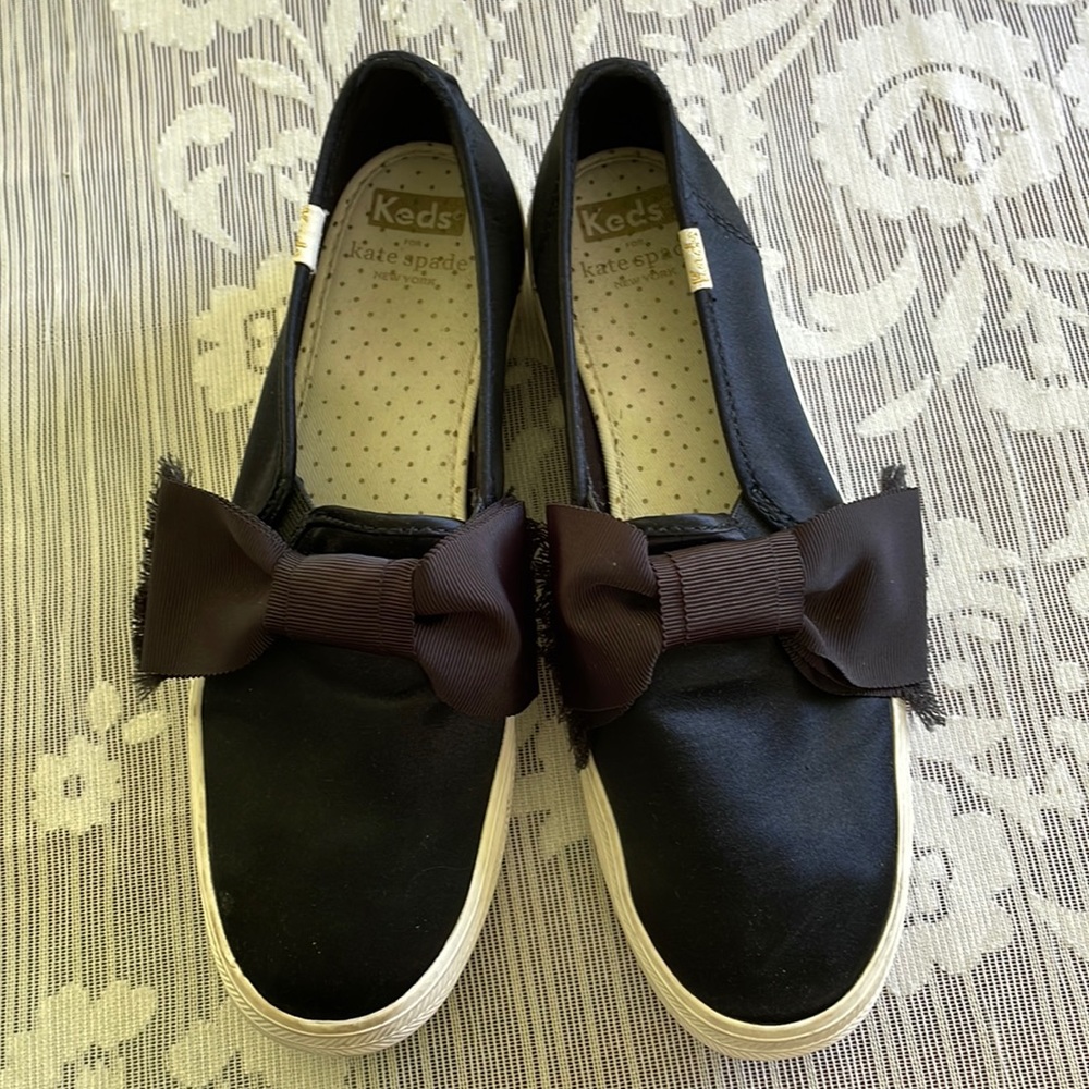 Keds Kate Spade black satin sneakers (sz 7)